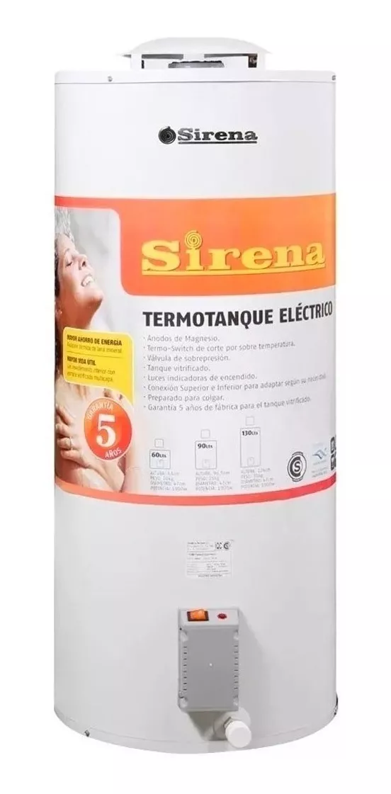 TERMOTANQUE SIRENA 90 Lts. ELECTRICO