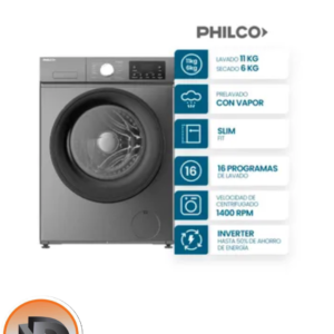 LAVASECARROPAS PHILCO 11KG/6KG GREY