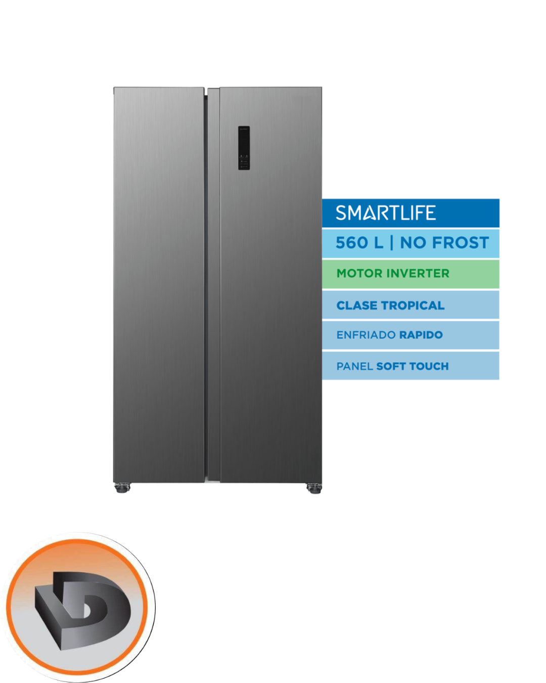 HELADERA SMARTLIFE 560LTS INOX BY SIDE NO FROST INVERTER - Imagen 3