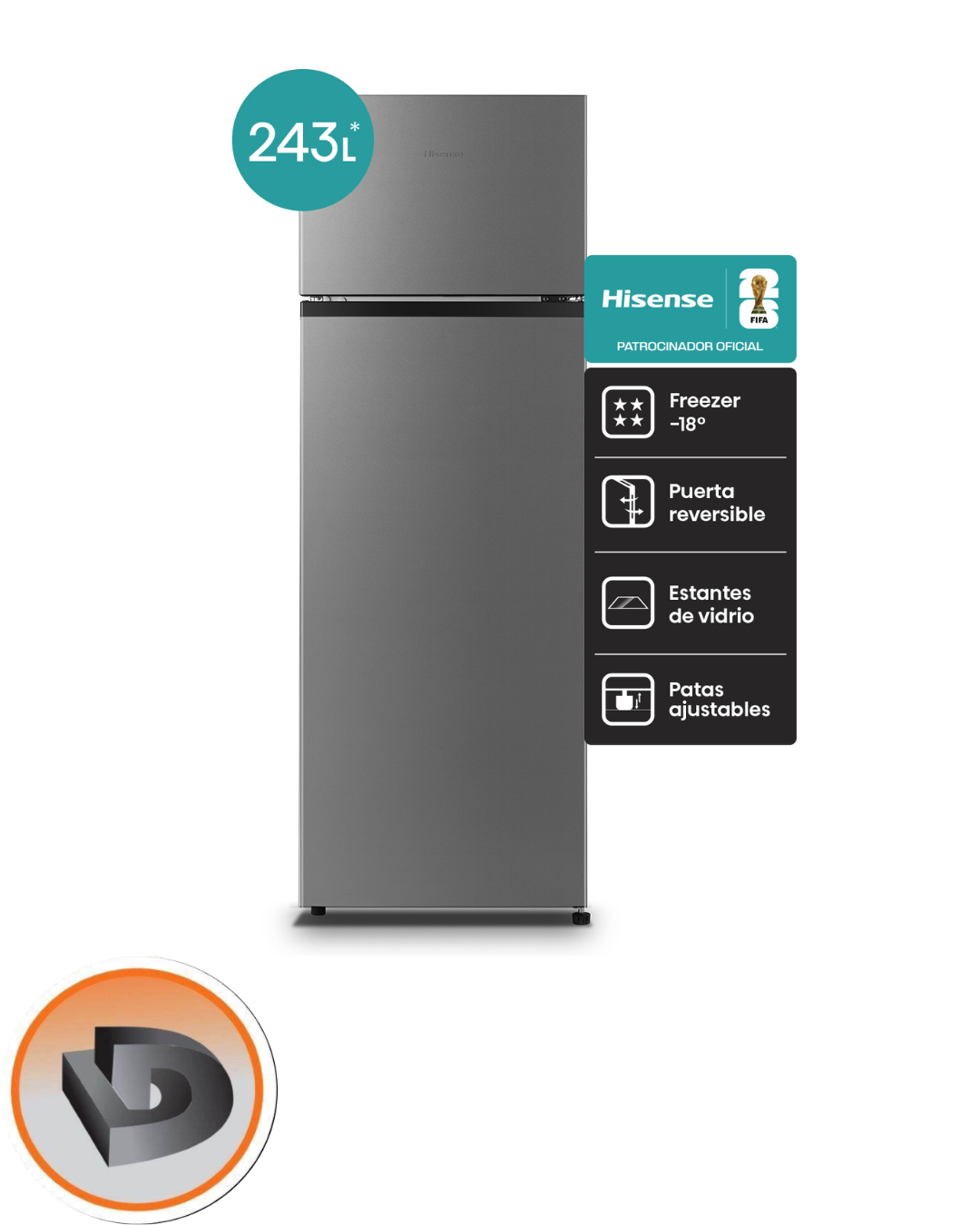 HELADERA HISENSE TOP MOUNT CICLICA 270 LTS RD35DRS - Imagen 2